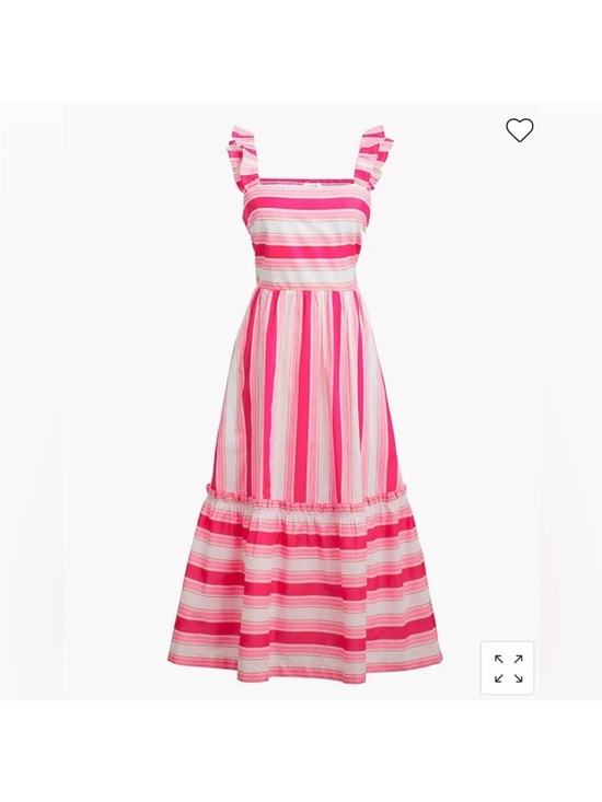 J. Crew Dresses & Skirts - J. Crew sz 4 Pink & White Striped Sundress ruffle straps flounce hem sundress